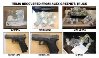 Items recovered from Greene's truck